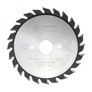 Дисковая пила с твердосплавной напайкой  подрезная двухкорпусная 120x2,8-3,6/2,2x20 z12+12 F  "Инструменты ДИАЛ",
